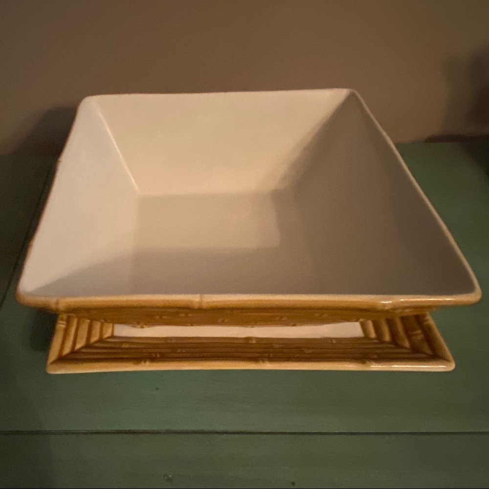 Monterey Collection Ceramic Bamboo Platter & Tray